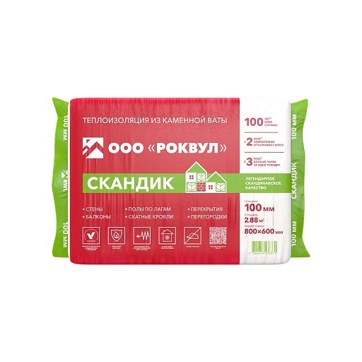 Утеплитель Роквул Лайт Баттс Скандик 800x600x100 мм 2,88 кв. м Утеплитель Роквул Лайт Баттс Скандик 800x600x100 мм 2,88 кв. м