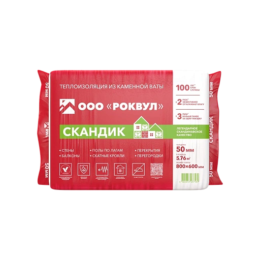 Утеплитель Роквул Лайт Баттс Скандик 800x600x50 мм 5,76 кв. м Утеплитель Роквул Лайт Баттс Скандик 800x600x50 мм 5,76 кв. м