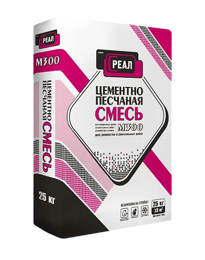 Цементно-песчаная смесь (ЦПС) Реал М-300 25 кг Цементно-песчаная смесь (ЦПС) Реал М-300 25 кг