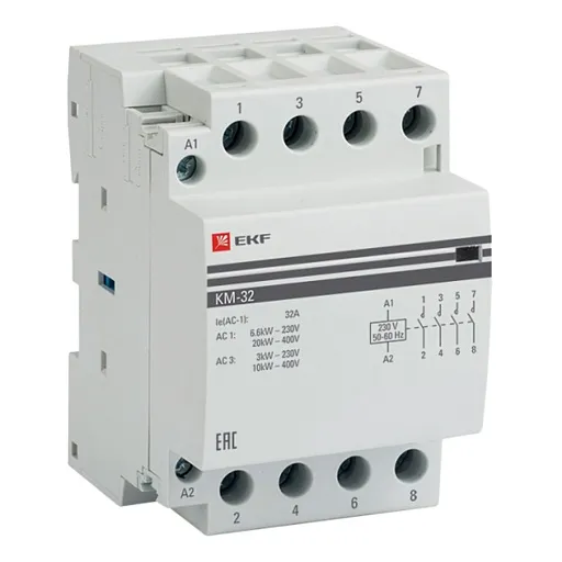 Контактор модульный EKF PROxima КМ 230-240 В 32 А тип AC 4НО (km-3-32-40) Контактор модульный EKF PROxima КМ 230-240 В 32 А тип AC 4НО (km-3-32-40)