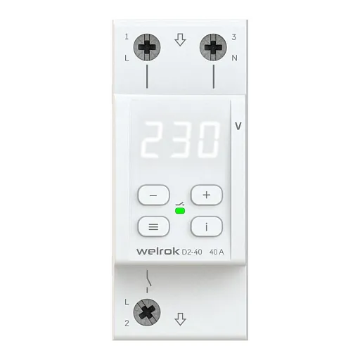 Реле напряжения модульное Welrok D2-40 220 В 40 А тип AC цифровое Реле напряжения модульное Welrok D2-40 220 В 40 А тип AC цифровое