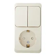 Блок выключатель и розетка Systeme Electric Этюд двухклавишный накладной кремовый (BPA16-202K) Блок выключатель и розетка Systeme Electric Этюд двухклавишный накладной кремовый (BPA16-202K)