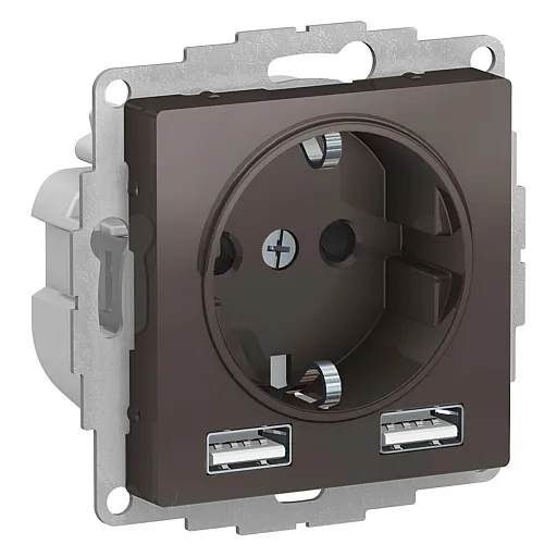 Розетка USB Systeme Electric AtlasDesign встраиваемая мокко 2хUSB-А (ATN000630) Розетка USB Systeme Electric AtlasDesign встраиваемая мокко 2хUSB-А (ATN000630)