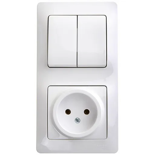 Блок выключатель и розетка Systeme Electric Glossa двухклавишный встраиваемый белый (GSL000172) Блок выключатель и розетка Systeme Electric Glossa двухклавишный встраиваемый белый (GSL000172)