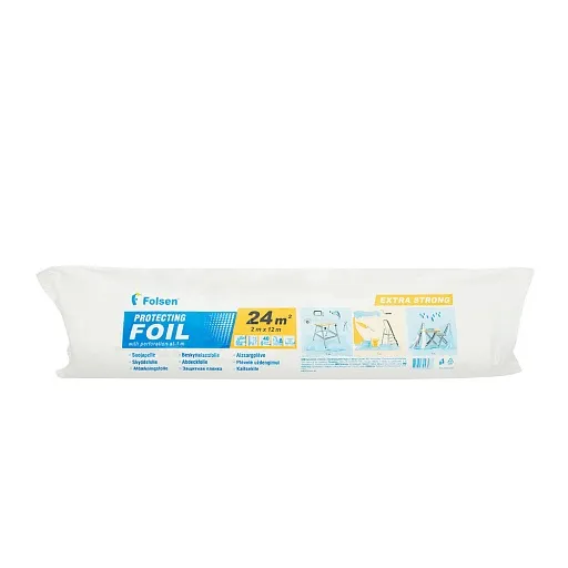 Пленка защитная Folsen Extra Strong для наружных работ с перфорацией 40 мкм 2х12 м (24 кв.м) Пленка защитная Folsen Extra Strong для наружных работ с перфорацией 40 мкм 2х12 м (24 кв.м)