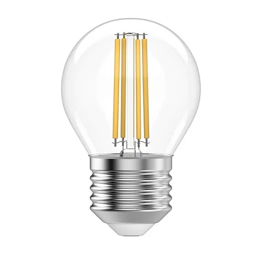 Лампа светодиодная филаментная Gauss Filament E27 2700К 12 Вт 730 Лм 190-240 В шар G45 прозрачная Лампа светодиодная филаментная Gauss Filament E27 2700К 12 Вт 730 Лм 190-240 В шар G45 прозрачная