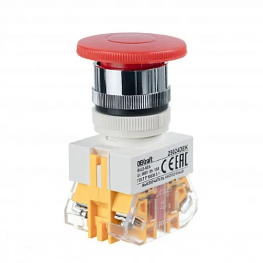 Кнопка грибок Dekraft ВK-22 AEA D22 660 В 1NO+1NC IP54 без фиксации красная (25024DEK) Кнопка грибок Dekraft ВK-22 AEA D22 660 В 1NO+1NC IP54 без фиксации красная (25024DEK)