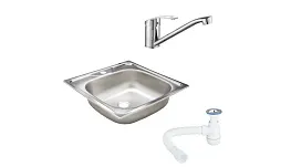 Мойка для кухни Ukinox Классика 48х48х14,5 см врезная с сифоном со смесителем Corsa Deco Wave L с поворотным изливом сталь хром (CLM480.480---4K OC/30980676/1010676) Мойка для кухни Ukinox Классика 48х48х14,5 см врезная с сифоном со смесителем Corsa Deco Wave L с поворотным изливом сталь хром (CLM480.480---4K OC/30980676/1010676)