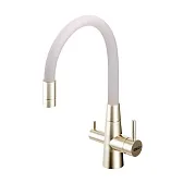 Смеситель для кухни Esko Coral бежевый/золото с высоким изливом с подключением к фильтру (CL03GBG) Смеситель для кухни Esko Coral бежевый/золото с высоким изливом с подключением к фильтру (CL03GBG)