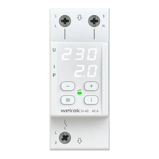 Реле напряжения модульное Welrok VI-40 220 В 40 А тип AC цифровое Реле напряжения модульное Welrok VI-40 220 В 40 А тип AC цифровое