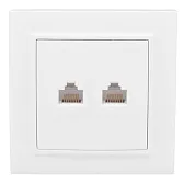 Розетка компьютерная/ телефонная EKF Минск встраиваемая белая RJ11/ RJ45 (ERK00-135-10)