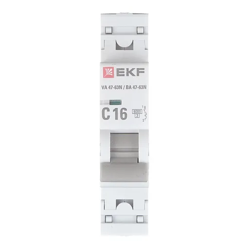 Автоматический выключатель модульный EKF PROxima ВА 47-63N 1P 16А тип C 6 кА 230 В (M636116C) Автоматический выключатель модульный EKF PROxima ВА 47-63N 1P 16А тип C 6 кА 230 В (M636116C)