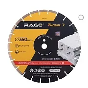 Диск алмазный по железобетону Rage Furious 350х25,4х3,4 мм сегментный мокрый рез (600350) Диск алмазный по железобетону Rage Furious 350х25,4х3,4 мм сегментный мокрый рез (600350)