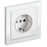 Розетка IEK Brite встраиваемая белая с заземлением со шторками (BR-R14-16-K01-F)
