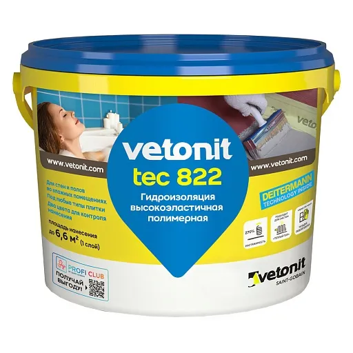 Гидроизоляция акриловая Vetonit Tec 822 розовая 4 кг Гидроизоляция акриловая Vetonit Tec 822 розовая 4 кг
