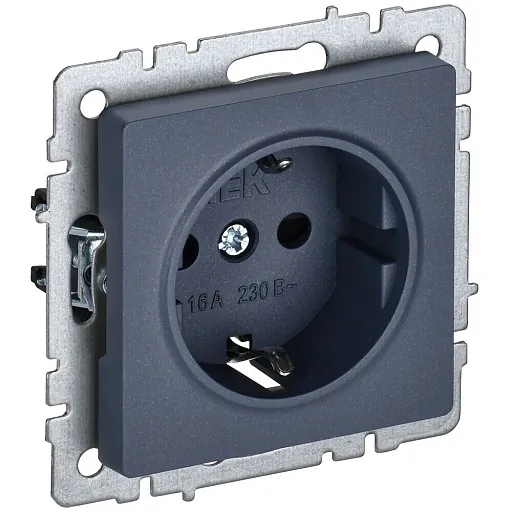 Розетка IEK Brite встраиваемая маренго с заземлением (BR-R11-16-K35)