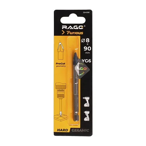 Сверло по керамограниту Rage Furious Hard Ceramic HEX 8х90 мм (554098)