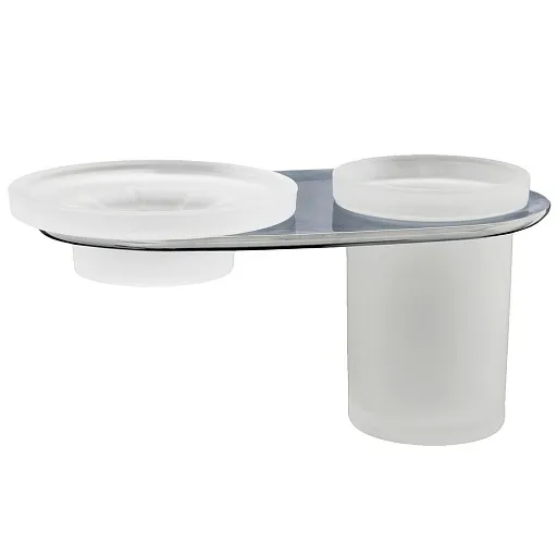 Стакан для ванной WasserKraft Kammel с держателем стекло матовый/металл хром (K-8326) Стакан для ванной WasserKraft Kammel с держателем стекло матовый/металл хром (K-8326)