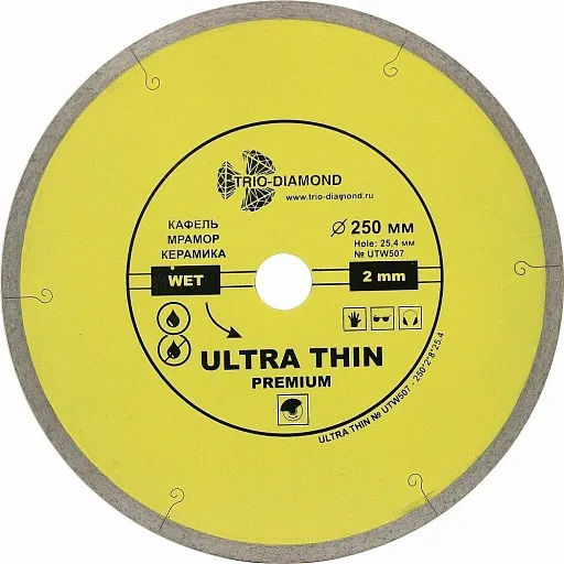Диск алмазный по керамограниту Trio-Diamond Hot Pres 250x25,4x1,7 мм сплошной мокрый рез (UTW507) Диск алмазный по керамограниту Trio-Diamond Hot Pres 250x25,4x1,7 мм сплошной мокрый рез (UTW507)