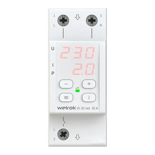 Реле напряжения и тока модульное Welrok VI-32 red 220 В 32 А тип AC цифровое Реле напряжения и тока модульное Welrok VI-32 red 220 В 32 А тип AC цифровое