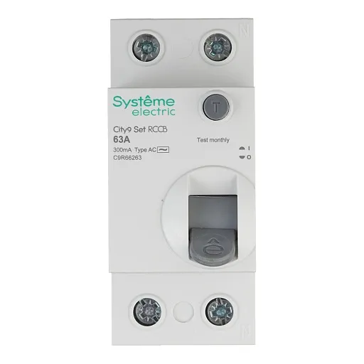УЗО Systeme Electric City9 Set ВДТ 63А 1P+N тип AC 300 мА 6 кА (C9R66263) УЗО Systeme Electric City9 Set ВДТ 63А 1P+N тип AC 300 мА 6 кА (C9R66263)