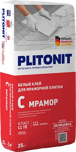 Клей для мраморной плитки Plitonit С Мрамор белый 25 кг Клей для мраморной плитки Plitonit С Мрамор белый 25 кг