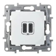 Розетка USB Legrand Etika встраиваемая белая 2хUSB Type-C (672235) Розетка USB Legrand Etika встраиваемая белая 2хUSB Type-C (672235)
