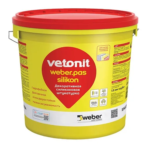 Штукатурка фасадная Vetonit Weber.pas Silikon силиконовая шуба 2 мм база 100А белая 25 кг Штукатурка фасадная Vetonit Weber.pas Silikon силиконовая шуба 2 мм база 100А белая 25 кг