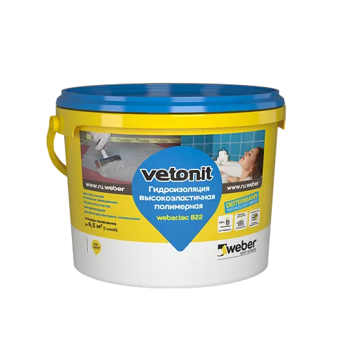 Гидроизоляция полимерная Weber.vetonit Weber.tec 822 8 кг розовый Гидроизоляция полимерная Weber.vetonit Weber.tec 822 8 кг