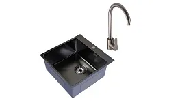 Мойка для кухни Mixline Pro 50х50х20 см врезная с сифоном со смесителем Corsa Deco Creek с высоким изливом сталь графит (556575/FKCSMG) Мойка для кухни Mixline Pro 50х50х20 см врезная с сифоном со смесителем Corsa Deco Creek с высоким изливом сталь графит (556575/FKCSMG)