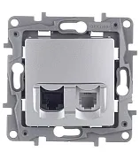Розетка компьютерная/ телефонная Legrand Etika встраиваемая алюминий RJ11/ RJ45 (672452) Розетка компьютерная/ телефонная Legrand Etika встраиваемая алюминий RJ11/ RJ45 (672452)
