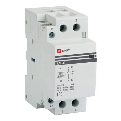 Контактор модульный EKF PROxima КМ 230-400 В 40 А тип AC 1НО+1НЗ (km-2-40-11) Контактор модульный EKF PROxima КМ 230-400 В 40 А тип AC 1НО+1НЗ (km-2-40-11)