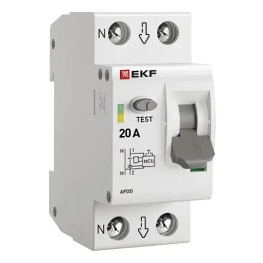 Устройство защиты от дугового пробоя EKF PROxima 20-pro 2P 20А 230 В на DIN-рейку (afdd-2-20-pro)