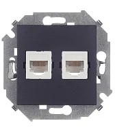 Розетка компьютерная Simon 15 встраиваемая графит 2хRJ45 (1591593-038) Розетка компьютерная Simon 15 встраиваемая графит 2хRJ45 (1591593-038)