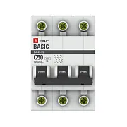 Автоматический выключатель модульный EKF Basic ВА 47-29 3P 50А тип C 4,5 кА 400 В (mcb4729-3-50C)