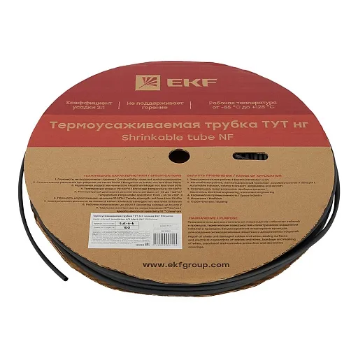 Трубка термоусадочная EKF ТУТ 6/3 мм черная (100 м) Трубка термоусадочная EKF ТУТ 6/3 мм черная (100 м)