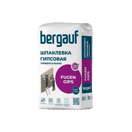 Шпаклевка гипсовая Bergauf Fugen Gips универсальная белая 25 кг Шпаклевка гипсовая Bergauf Fugen Gips универсальная белая 25 кг