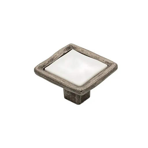 Ручка-кнопка мебельная Kerron Ceramic 31 мм металлическая с фарфоровой вставкой черненый старинный цинк (KF08-11 BAZ)