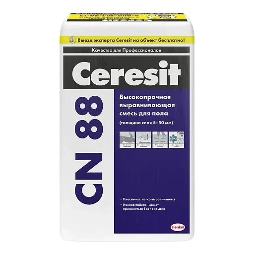 Ровнитель (стяжка пола) Ceresit CN 88 высокопрочный 25 кг Ровнитель (стяжка пола) Ceresit CN 88 высокопрочный 25 кг