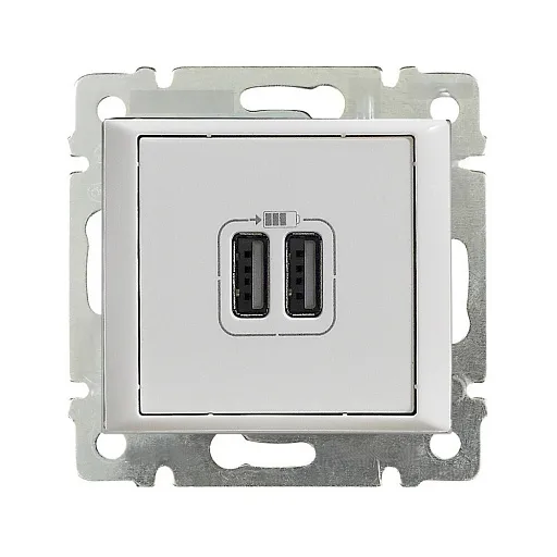 Розетка USB IEK Valena встраиваемая белая 2хUSB-A (6904701) Розетка USB IEK Valena встраиваемая белая 2хUSB-A (6904701)