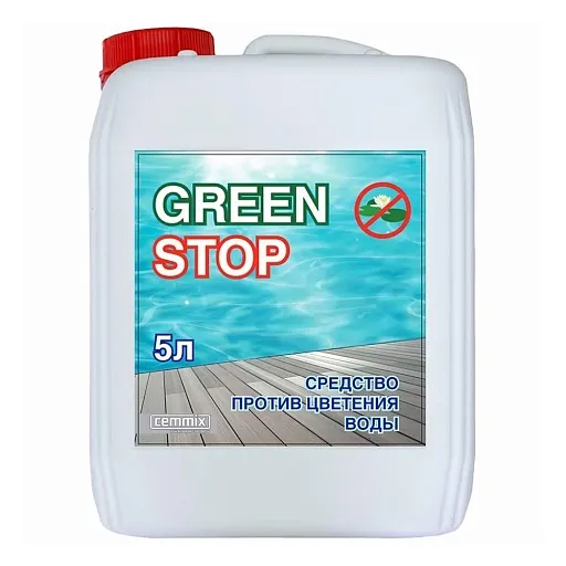 Средство против цветения воды для дезинфекции бассейнов CemMix Green Stop 5 л Средство против цветения воды для дезинфекции бассейнов CemMix Green Stop 5 л