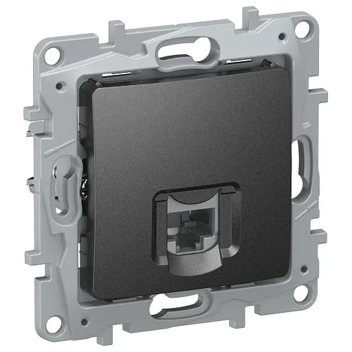 Розетка компьютерная IEK Etika встраиваемая антрацит RJ45 (6726411)