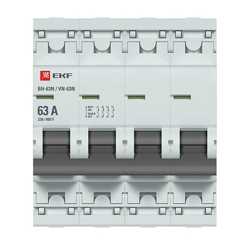 Выключатель нагрузки EKF PROxima ВН-63N 4Р 63А 400 В на DIN-рейку (S63463) Выключатель нагрузки EKF PROxima ВН-63N 4Р 63А 400 В на DIN-рейку (S63463)