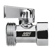 Кран шаровой латунный MPF 1/2 ВР(г) х 3/4 НР(ш) к бытовой технике хром мини проходной ГОСТ Р 59553-2021 (ИС.081221) Кран шаровой латунный MPF 1/2 ВР(г) х 3/4 НР(ш) к бытовой технике хром мини проходной ГОСТ Р 59553-2021 (ИС.081221)