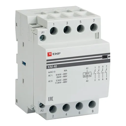 Контактор модульный EKF PROxima КМ 230-240 В 40 А тип AC 4НО (km-3-40-40)