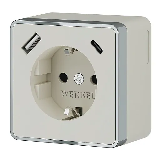 Розетка Werkel Gallant накладная слоновая кость с заземлением со шторками с USB-A/ Type-C (a057699) Розетка Werkel Gallant накладная слоновая кость с заземлением со шторками с USB-A/ Type-C (a057699)