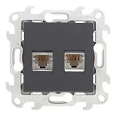 Розетка компьютерная Simon 24 Harmonie встраиваемая графит 2хRJ45 (2450593-038) Розетка компьютерная Simon 24 Harmonie встраиваемая графит 2хRJ45 (2450593-038)