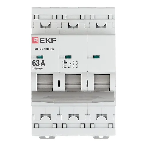 Выключатель нагрузки EKF PROxima ВН-63N 3Р 63А 400 В на DIN-рейку (S63363) Выключатель нагрузки EKF PROxima ВН-63N 3Р 63А 400 В на DIN-рейку (S63363)