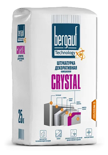 Штукатурка Bergauf Crystal декоративная 25 кг 1-1,5 мм лето Штукатурка Bergauf Crystal декоративная 25 кг