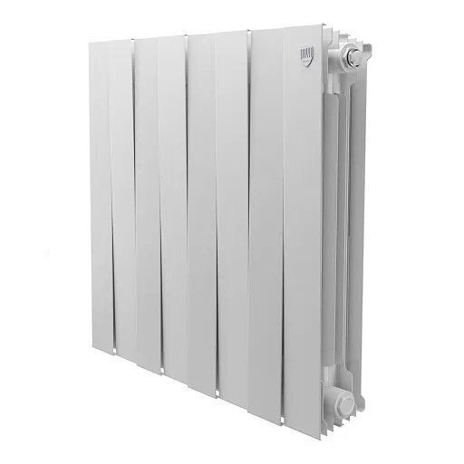Радиатор биметаллический Royal Thermo Piano Forte 500 мм 8 секций 1" боковое подключение белый Радиатор биметаллический Royal Thermo Piano Forte 500 мм 8 секций 1" боковое подключение белый